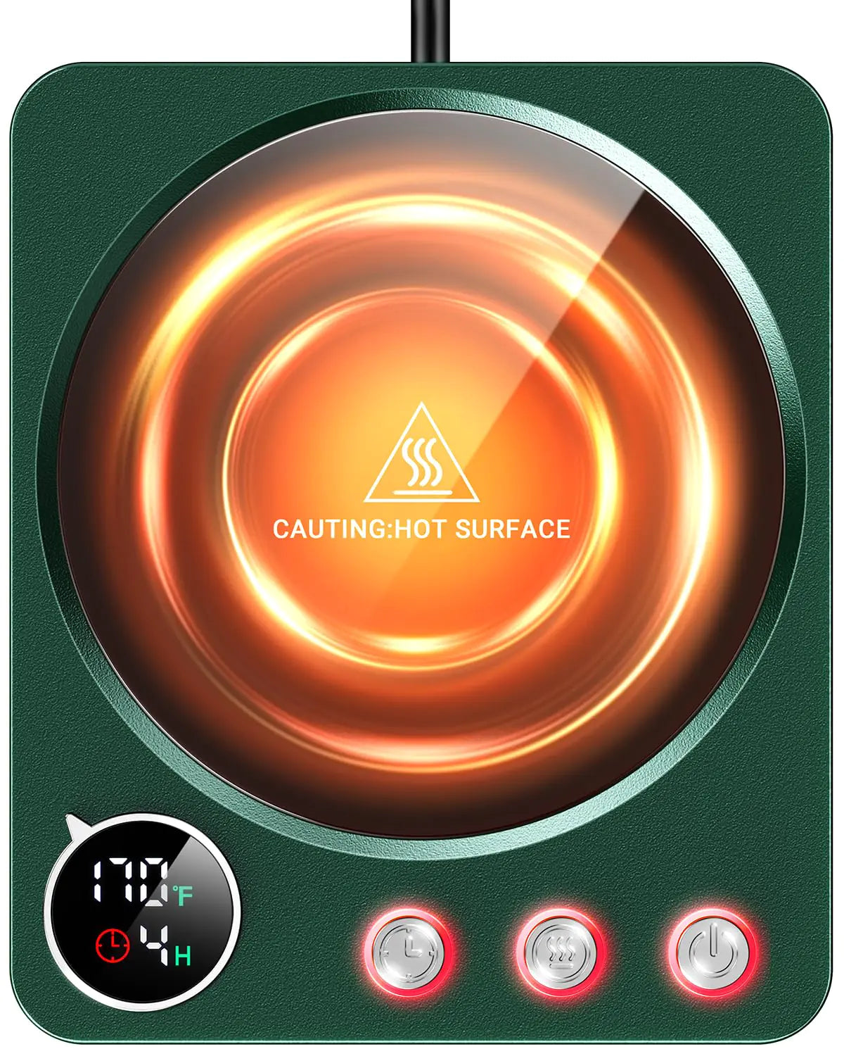 SWEETFULL Mug Warmer - 36W High Power 3 Temp Settings LED Display & 1-9H Timer Coffee Cup Warmer for Desk Candle Warmer Coffee Accessories Gift for Women Men (Green)